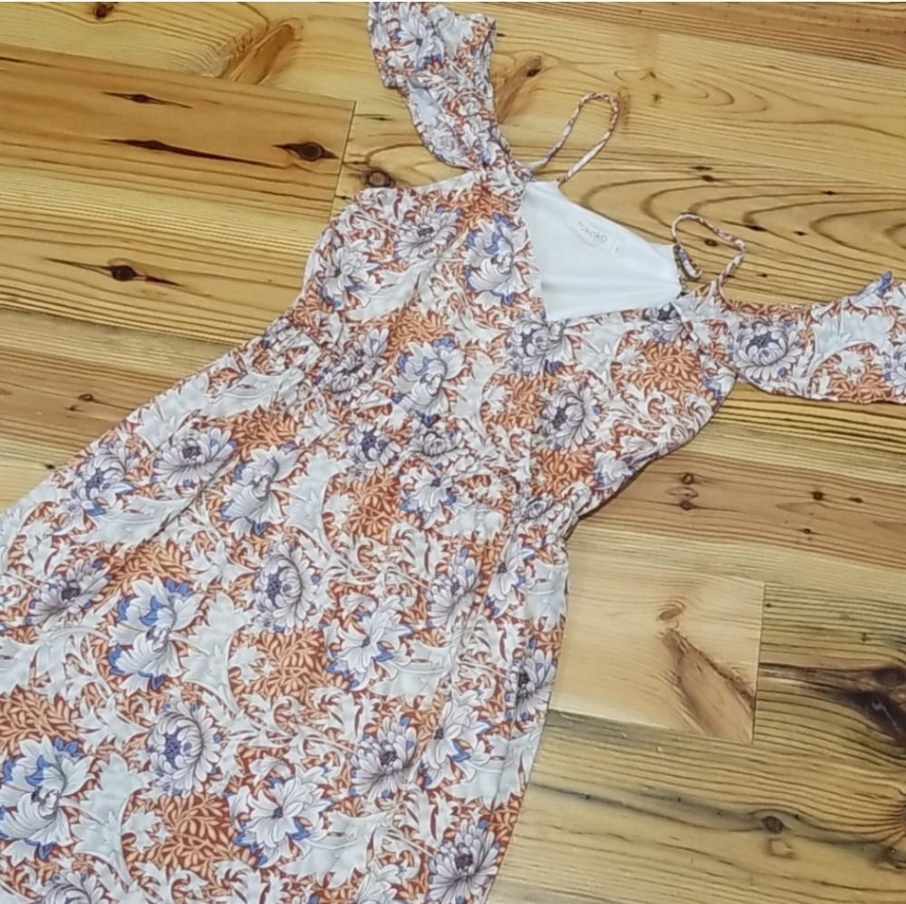 Rokoko Rayon Floral Off-Shoulder Maxi Dress With Slit